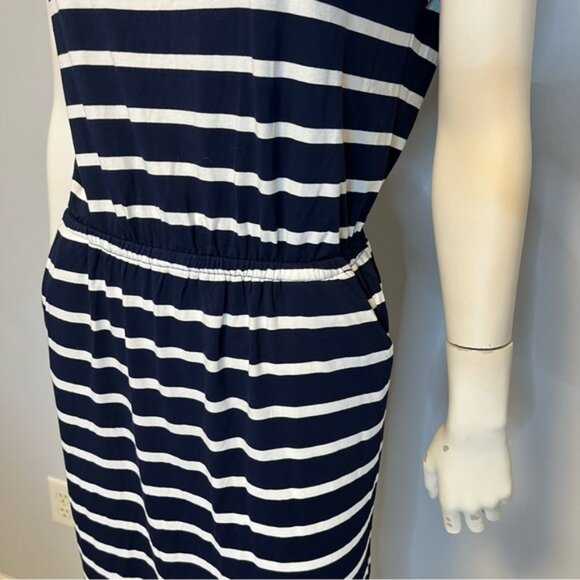 Banana Republic Navy and White Striped Midi Dress - Picture 5 of 7